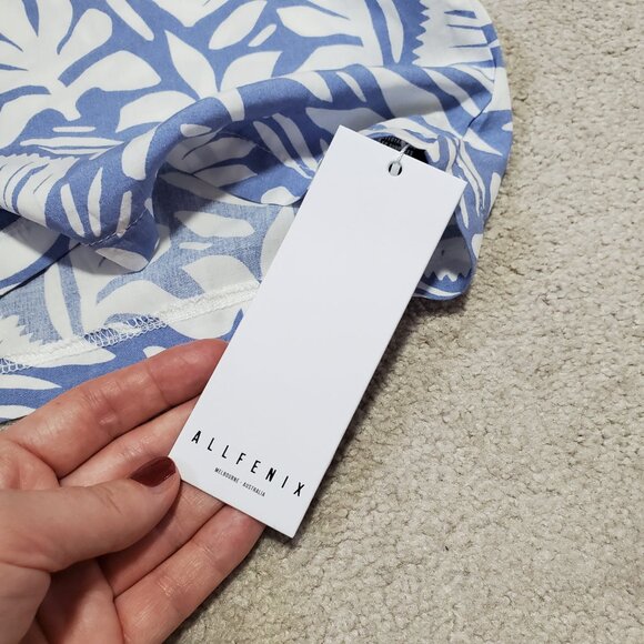 ALLFENIX NWT Botanical Cabana Button Down Front Shirt SS Powder Blue Mens Medium - Picture 6 of 10